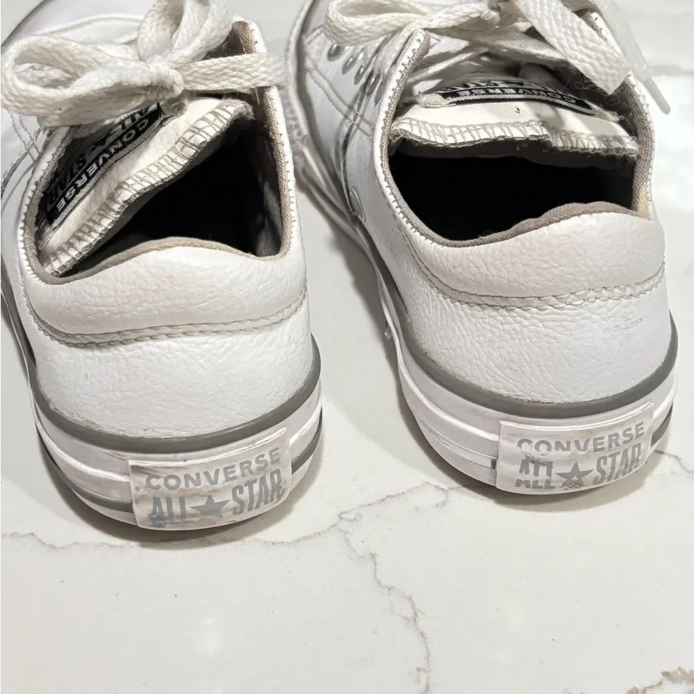 Converse All Star Youth Toddler Girls Boys White Leather Low Sneakers Shoes 12